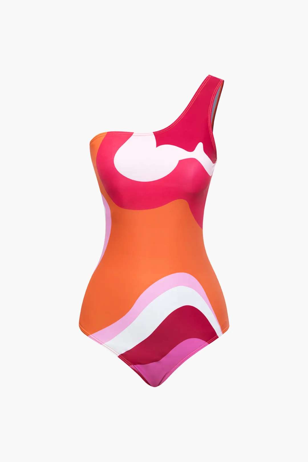 MICAS Swimwear|Vacation Sets-Contrast One Shoulder Bodysuit And Wrap Skirt Set MULTICOLOR