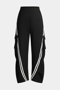 MICAS Pants-Contrast Pocket Wide Leg Trousers BLACK