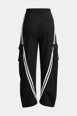 MICAS Pants-Contrast Pocket Wide Leg Trousers BLACK