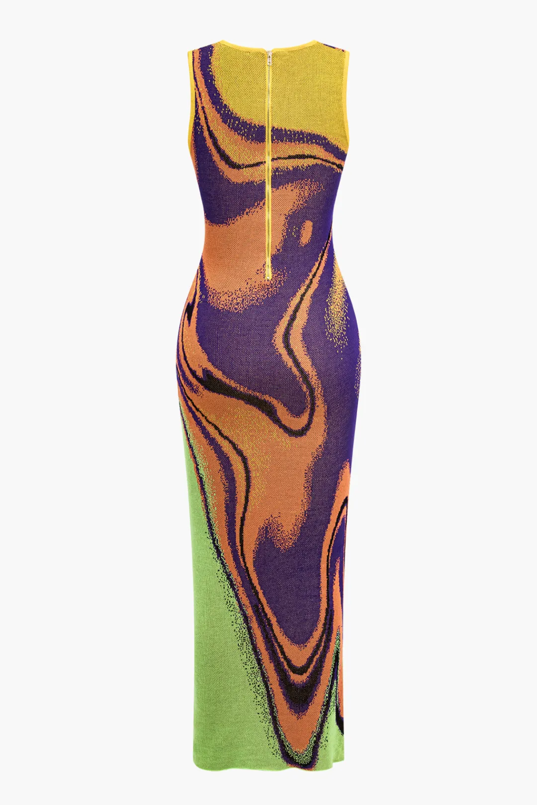 MICAS Knit Dresses-Contrast Print Knit Zipper Back Dress MULTICOLOR