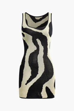 MICAS Knitwear|Knit Dresses-Contrast Sleeveless Knit Mini Dress