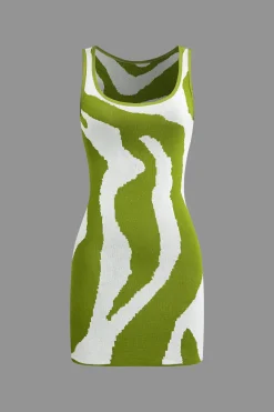 MICAS Knitwear|Knit Dresses-Contrast Sleeveless Knit Mini Dress