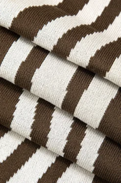 MICAS Knitwear|Knit Dresses-Contrast Stripe Round Neck Knit Maxi Dress