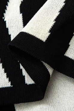 MICAS Knitwear|Knit Dresses-Contrast Stripe Round Neck Knit Maxi Dress