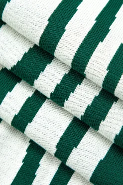 MICAS Knitwear|Knit Dresses-Contrast Stripe Round Neck Knit Maxi Dress