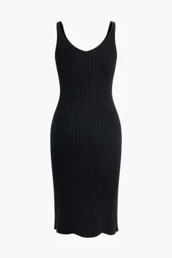 MICAS Knitwear|Knit Sets-Contrast Sweater Button Cropped Cardigan And Slip Dress Set BLACK