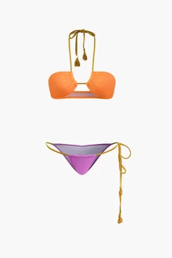MICAS Swimwear-Contrast Tie Halter Bikini Set DARK ORANGE