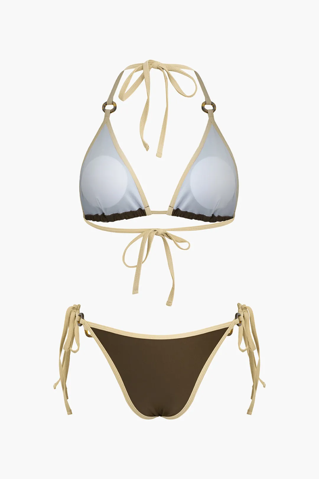 MICAS Swimwear-Contrast Tie-Up Bikini Set Contrast Color