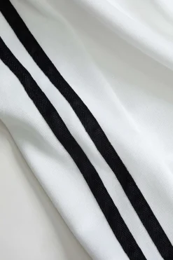 MICAS Pants-Contrast Tie-Up Wide Leg Trousers WHITE