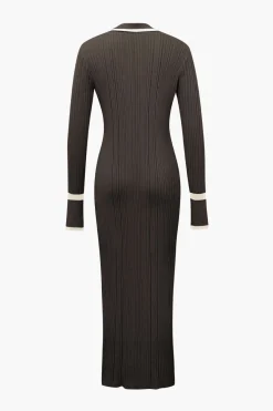 MICAS Knitwear|Knit Dresses-Contrast Trim Button Down Knitted Dress