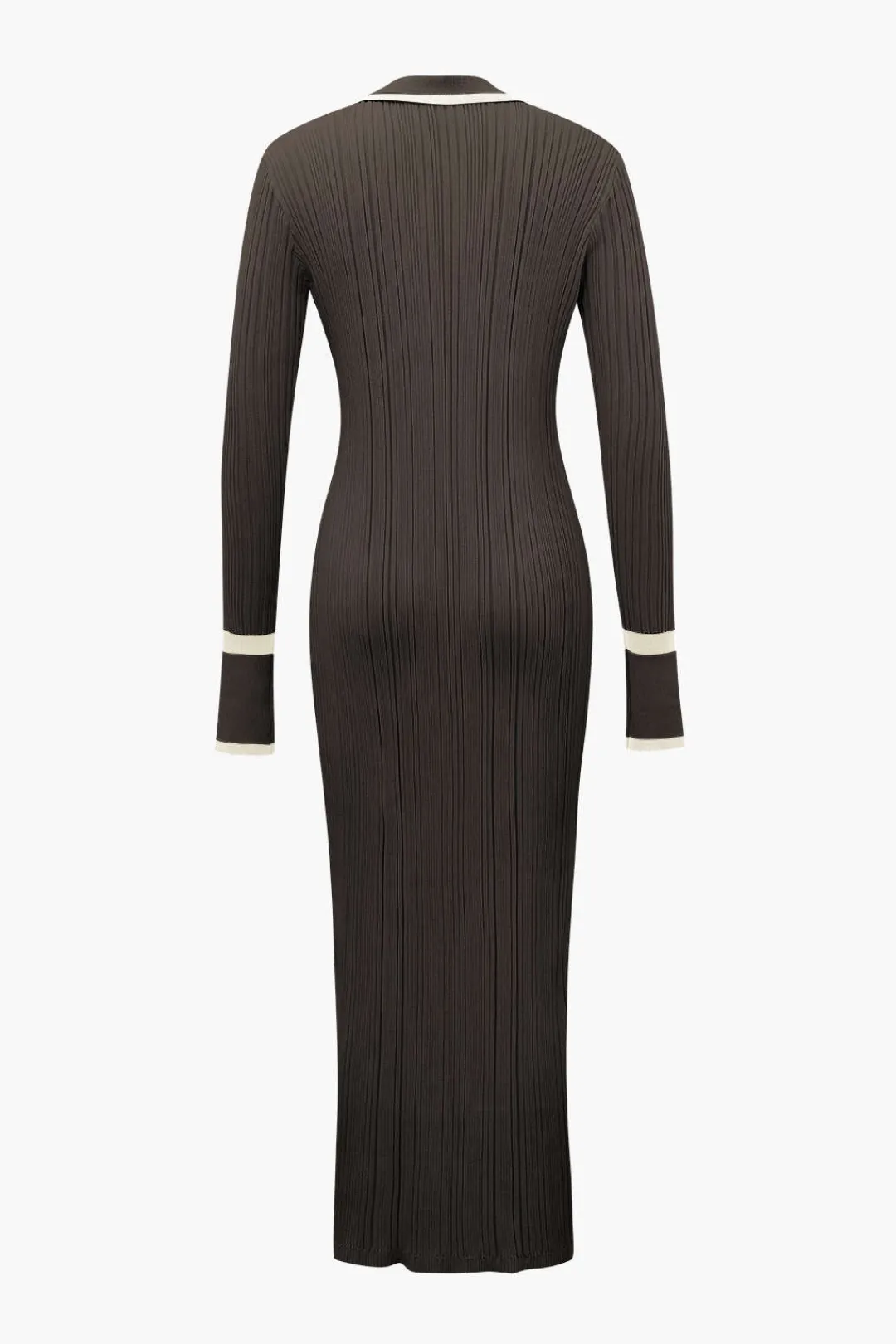 MICAS Knitwear|Knit Dresses-Contrast Trim Button Down Knitted Dress