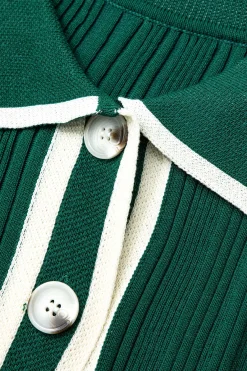 MICAS Knitwear|Knit Dresses-Contrast Trim Button Down Knitted Dress