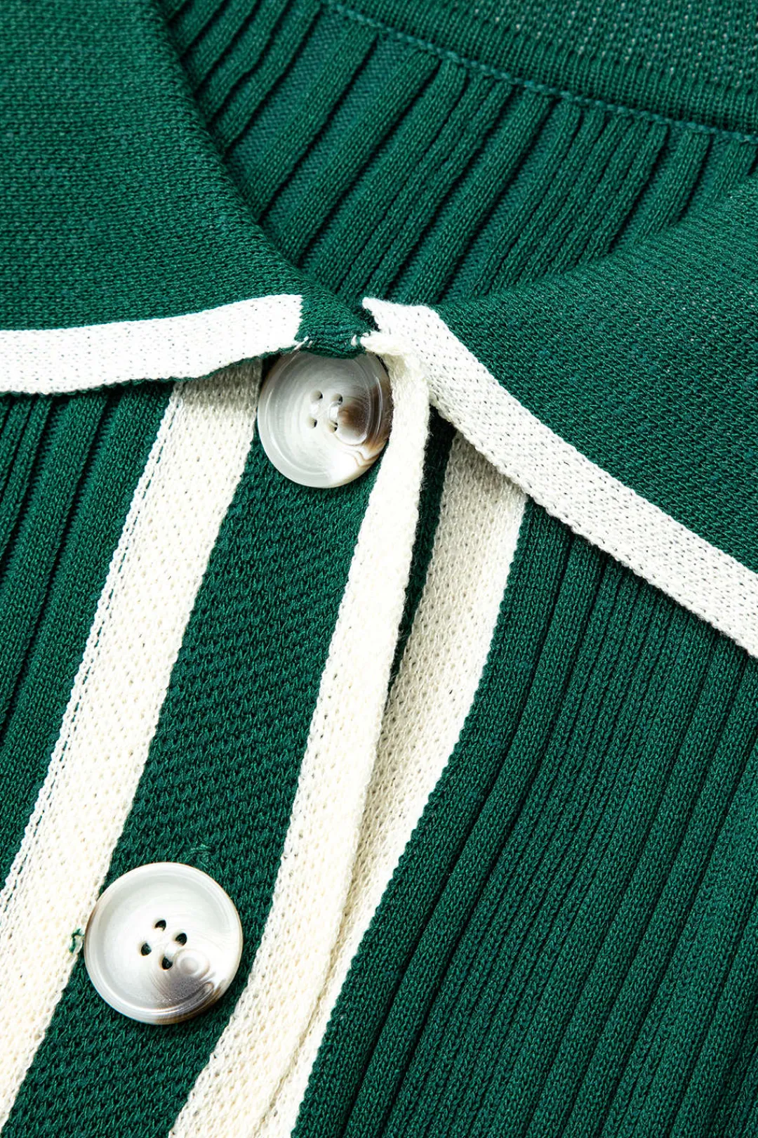 MICAS Knitwear|Knit Dresses-Contrast Trim Button Down Knitted Dress