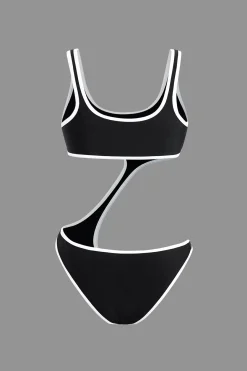 MICAS Swimwear-Contrast Trim One-Piece Swimsuit BLACK