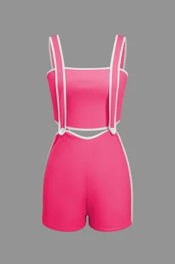 MICAS Short Sets-Contrast Trim Ribbed Tube Top And Shorts Set