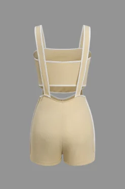 MICAS Short Sets-Contrast Trim Ribbed Tube Top And Shorts Set