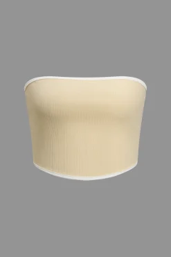 MICAS Short Sets-Contrast Trim Ribbed Tube Top And Shorts Set