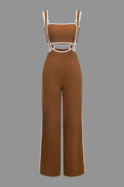 MICAS Pant Sets|Vacation Sets-Contrast Trim Tube Top And Trouser Set