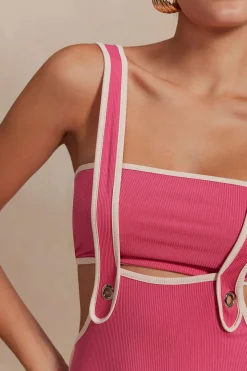 MICAS Vacation Sets-Contrast Trim Tube Top And Pinafore Dress Set