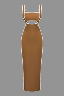 MICAS Vacation Sets-Contrast Trim Tube Top And Pinafore Dress Set