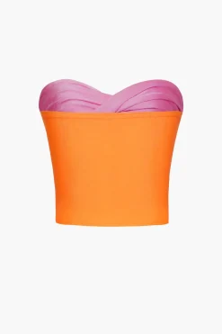 MICAS Tube Tops-Contrast Twisted Front Tube Top ORANGE