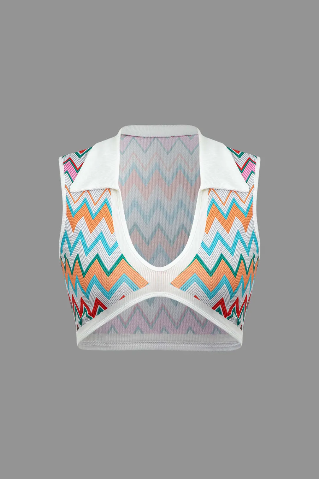 MICAS Skirt Sets|Vacation Sets-Contrast V-neck Crop Knit Tank Top And Split Maxi Skirt Set MULTICOLOR