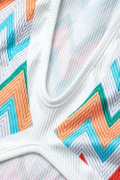 MICAS Skirt Sets|Vacation Sets-Contrast V-neck Crop Knit Tank Top And Split Maxi Skirt Set MULTICOLOR