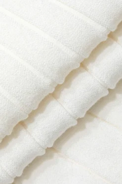 MICAS Knitwear|Vacation Sets-Contrast V-neck Knit Top And Pleated Midi Skirt Set WHITE