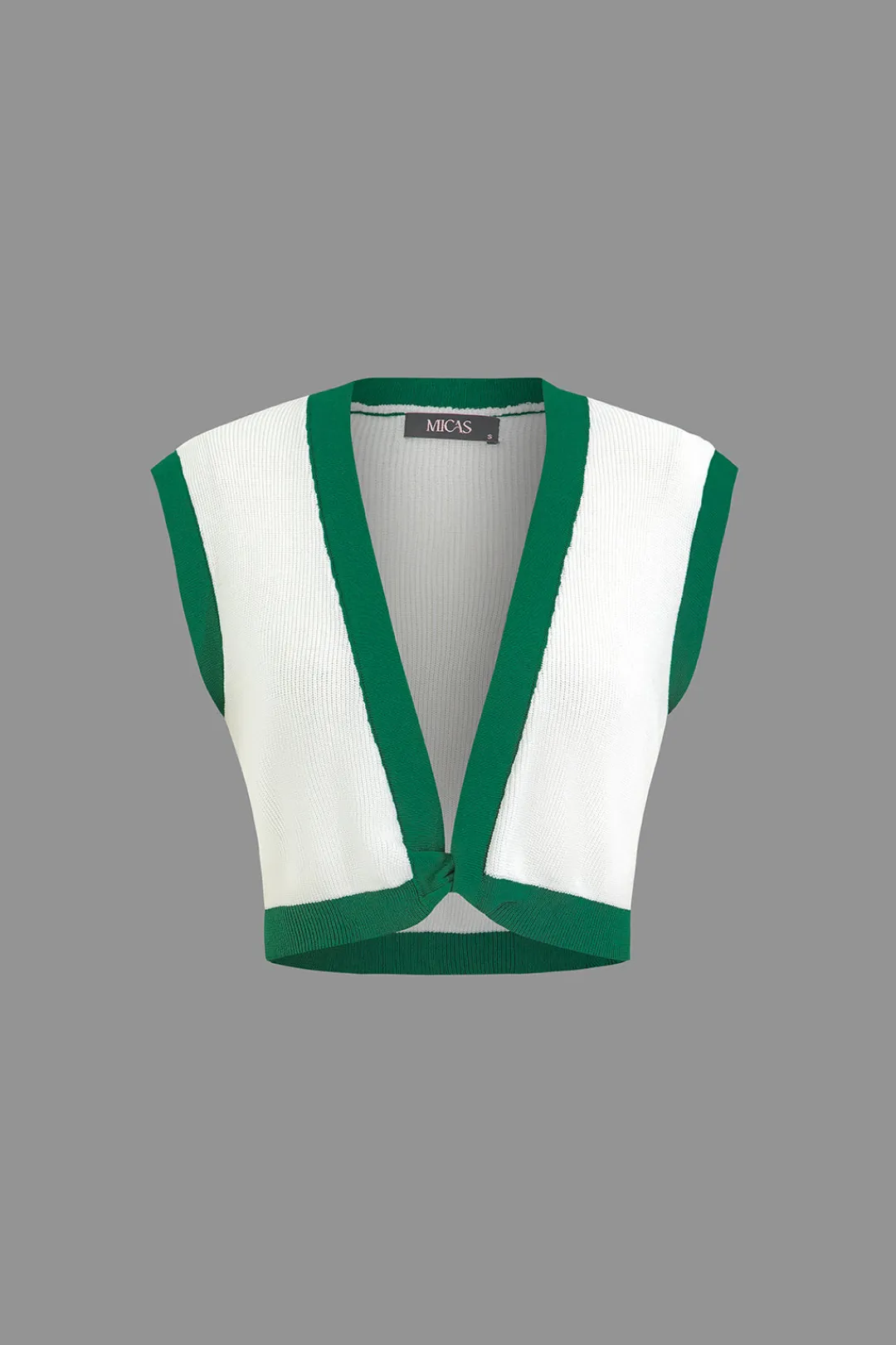 MICAS Vacation Sets|Knit Sets-Contrast V-neck Knit Top And Mini Skirt Set