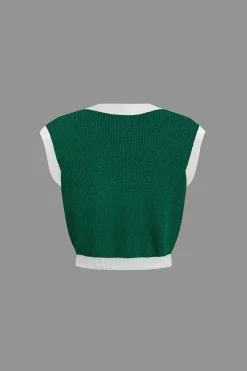 MICAS Vacation Sets|Knit Sets-Contrast V-neck Knit Top And Mini Skirt Set