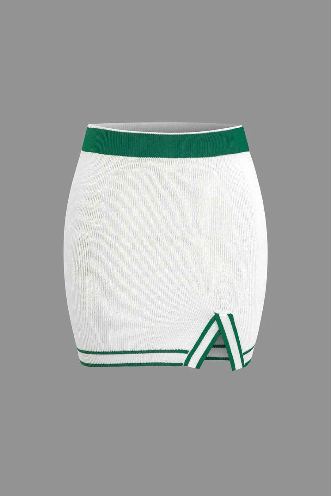 MICAS Vacation Sets|Knit Sets-Contrast V-neck Knit Top And Mini Skirt Set