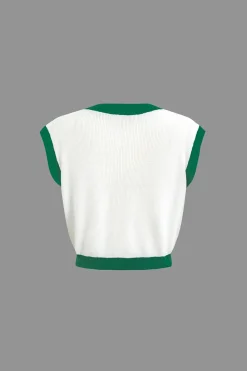 MICAS Vacation Sets|Knit Sets-Contrast V-neck Knit Top And Mini Skirt Set