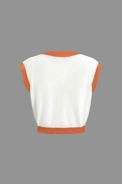 MICAS Vacation Sets|Knit Sets-Contrast V-neck Knit Top And Mini Skirt Set