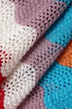 MICAS Knit Dresses-Contrast Wavy Stripe Knit Dress