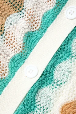 MICAS Knit Dresses-Contrast Wavy Stripe Knit Dress