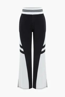 MICAS Pant Sets-Contrast Zipper Collar Cropped Jacket And Trousers Set BLACK