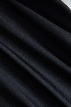 MICAS Pant Sets-Contrast Zipper Collar Cropped Jacket And Trousers Set BLACK