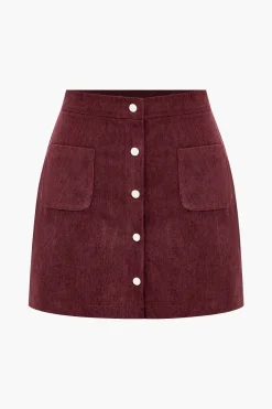 MICAS Skirts-Corduroy Button Skirt