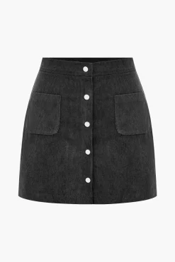 MICAS Skirts-Corduroy Button Skirt