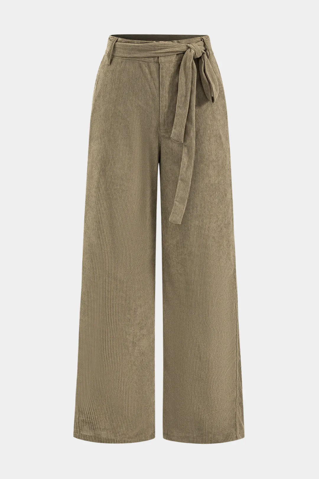 MICAS Pants-Corduroy Tie Front Wide Leg Trousers KHAKI