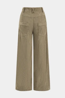 MICAS Pants-Corduroy Tie Front Wide Leg Trousers KHAKI