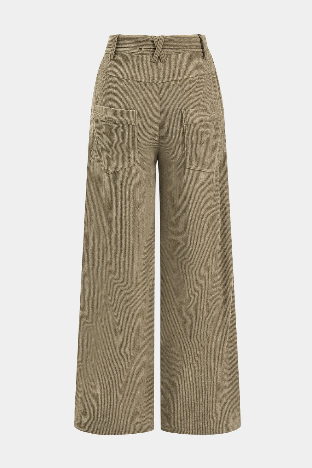 MICAS Pants-Corduroy Tie Front Wide Leg Trousers KHAKI