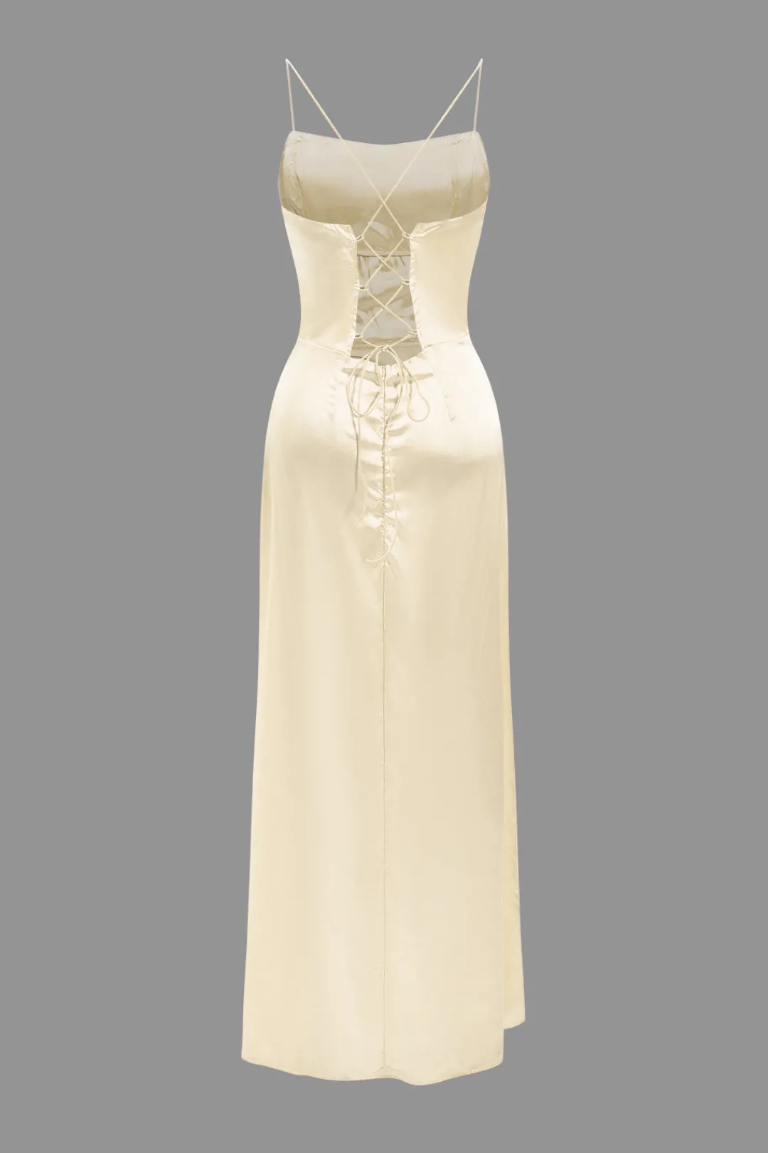 MICAS Maxi Dresses-Corset Cowl Neck High Slit Maxi Dress