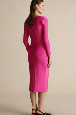 MICAS Long Sleeve Dresses|Maxi Dresses-Cowl Neck Long Sleeve Maxi Dress RASPBERRY