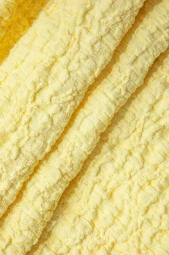 MICAS Maxi Dresses-Crisscross Back Textured V-neck Maxi Dress CREAM YELLOW