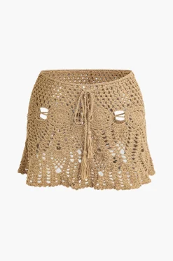 MICAS Knitwear|Vacation Sets-Crochet Halter Knit Cami Top And Mini Skirt Set