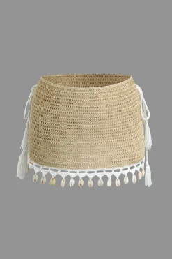 MICAS Knitwear|Knit Bottoms-Crochet Shell Tassel Knit Skirt