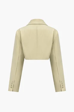 MICAS Skirt Sets|Blazers-Crop Blazer And Asymmetrical Tie-Wrap Skirt Set BEIGE