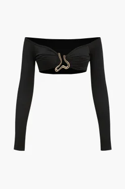 MICAS Skirt Sets-Crop Off Shoulder Top And Skirt Set BLACK