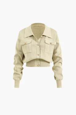 MICAS Knitwear|Knit Sets-Cropped Button-Up Knit Top And Maxi Skirt Set